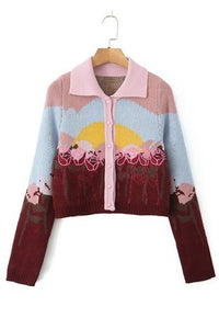 Amy Pink Multi Print Cardigan