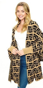 Emarie Greek Key Print Poncho