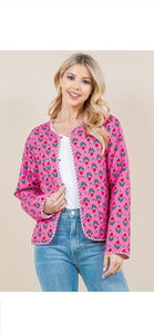 Kate Pink Flower Print Quilted Jacket