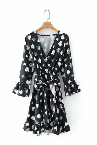 Liv Black Heart Print Dress