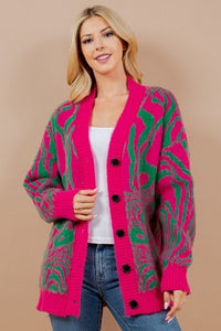 Olivia Pink and Green Swirl Cardigan